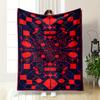 Geometric Red and Blue Abstract Pattern Design Flannel Blanket for Bedroom, Living Room, Sofa, and Nap Sofas