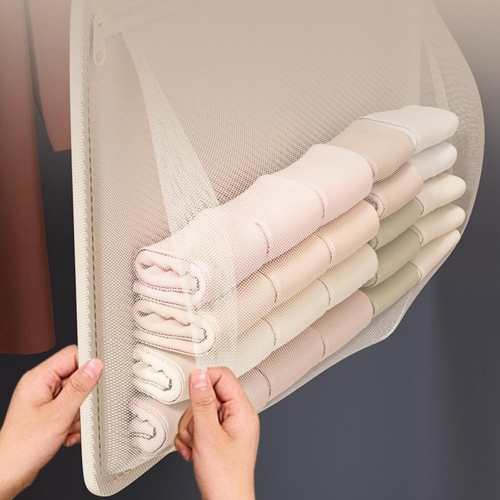with Hanger Foldable Clothing Hanging Bag Large Capacity Net Bag Wardrobe Organizer