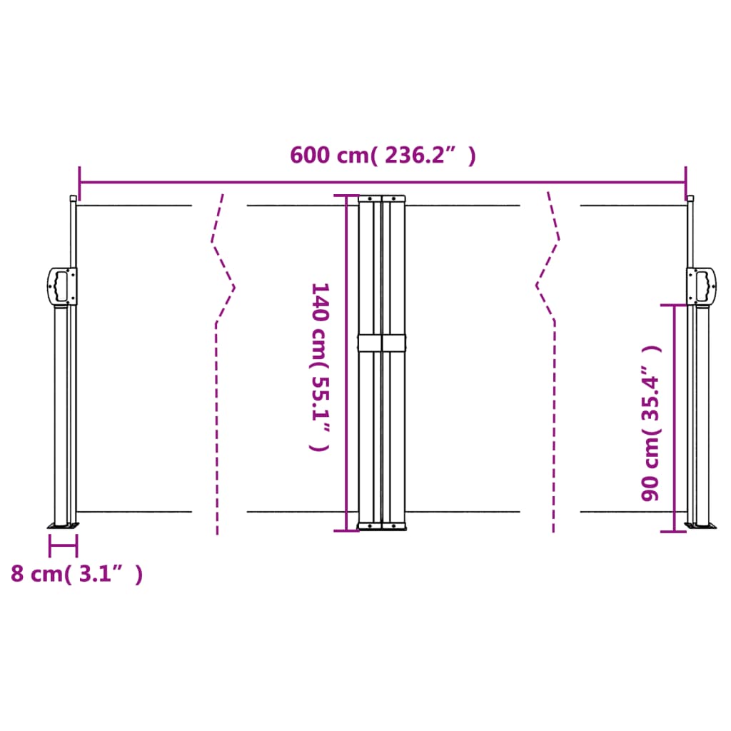 Retractable Side Awning Beige 140 X 600 Cm