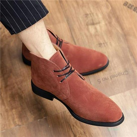 

Men s Suede Korean Style Chelsea Boots - Autumn/Winter Pointed Toe High-Top Shoes 46