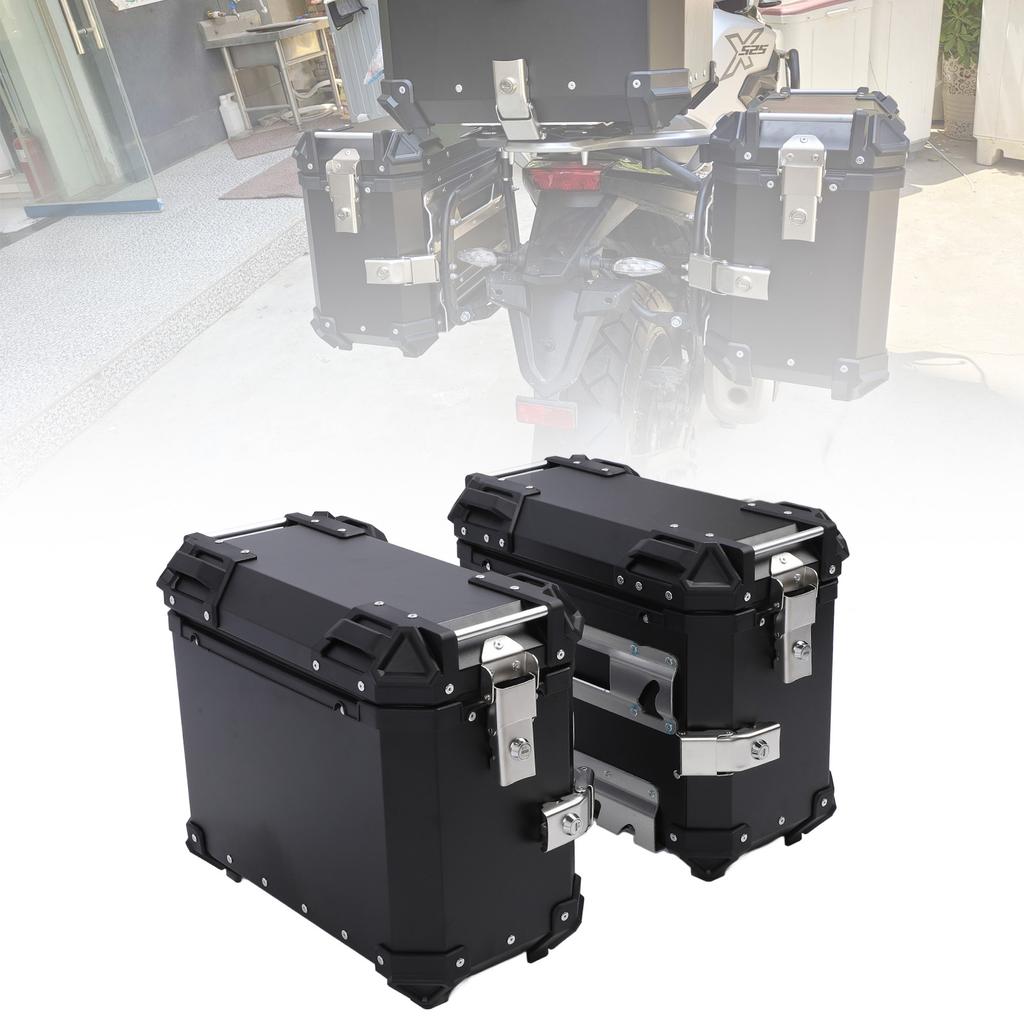 2PCS Motorcycle Side Box 35L Large Capacity Aluminum Alloy Hard Saddlebag with   Lock and Handle Replacement for  