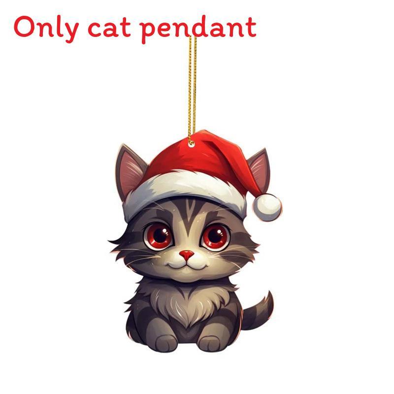 Christmas Cat Car Decor Acrylic Pendant For Holiday Vehicle Decoration