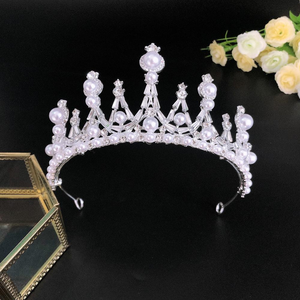 

Bride s Crown Pearl Rhinestone Baroque Wedding Accessories Wedding Dress Hairband Crown Headwear