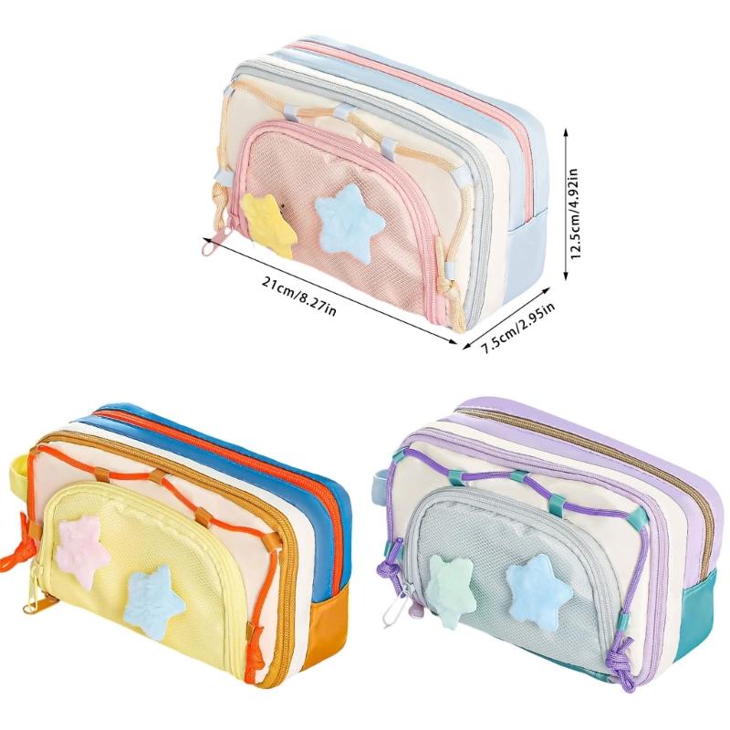 Large Capacity Pencil Case Fabric Pencils Bag Multi Compartments Pen Pouches Big Capacity Pens Organiser for Student
