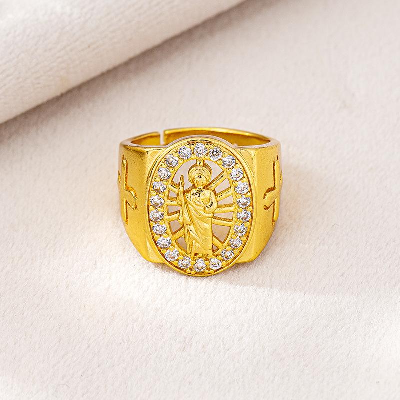 Ring European and American Style Simple Virgin Mary Open Ring Couple Trend Jewelry