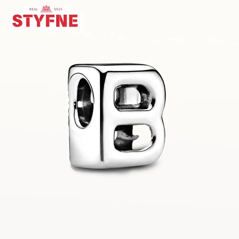 Silber 925 Alphabet-Anhänger A-Z 26 Buchstaben Feine Perlen für DIY Schmuckherstellung Geschenke für Frauen Armband