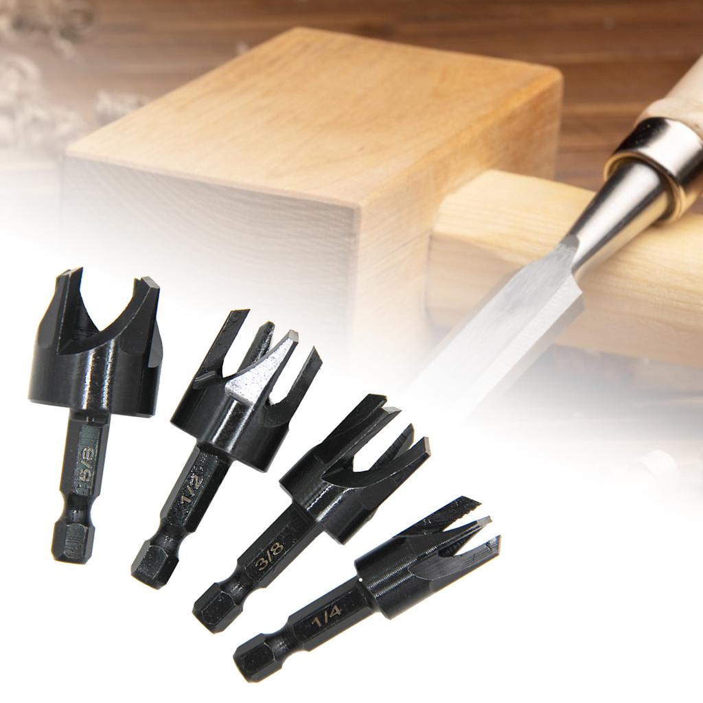 4Pieces Inch Hexagonal Shank Carbon Steel Hex Countersink Set for Wood Metal Quick Change Drill Bit Extraction Tool