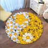 1pc Small Daisy Print Round Rug, Crystal Velvet Fabric, Non-slip, Suitable for Bedroom and Living Room Decoration