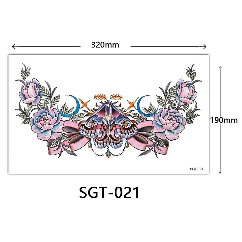 Flower Chest Tattoo Sticker, Chest Tattoo Sticker, Color Half Nail Large Picture Tattoo Sticker