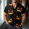 Men's Fashion Casual Loose Halloween Printed Short Sleeve Shirt
