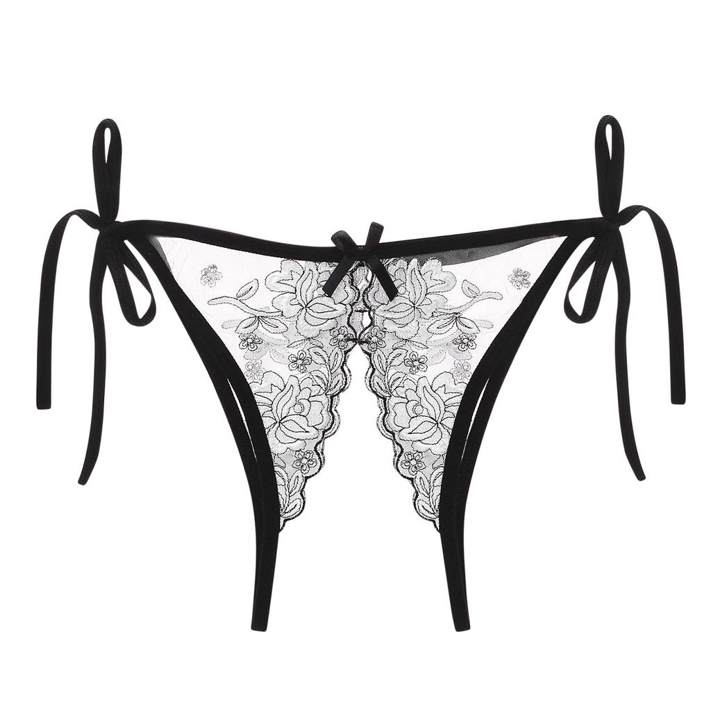 sexy floral front and crotch open sheer lace for can be worn while showing perforated for everyday pink string white string blue string [XGOPTS]