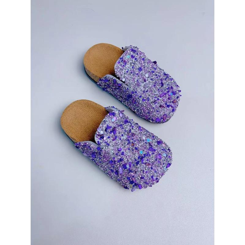 Summer Bling Children's Slippers Buckle Cork Slippers Girls Anti Slip Flat Outdoor Kids Fashion Shoes