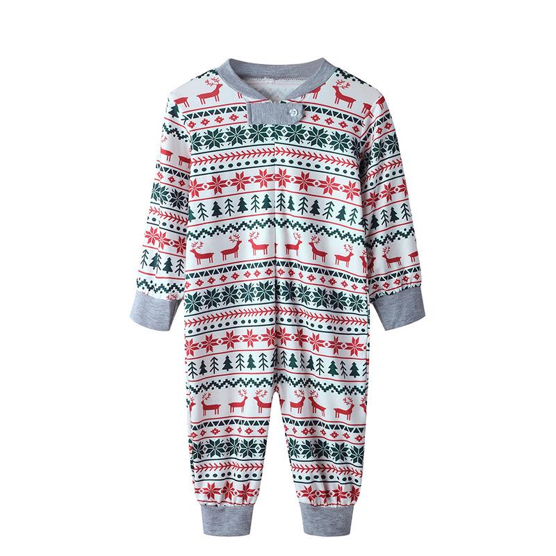 European & American Christmas Family Pajama Set - Print Top, Long Sleeve, Long Pants