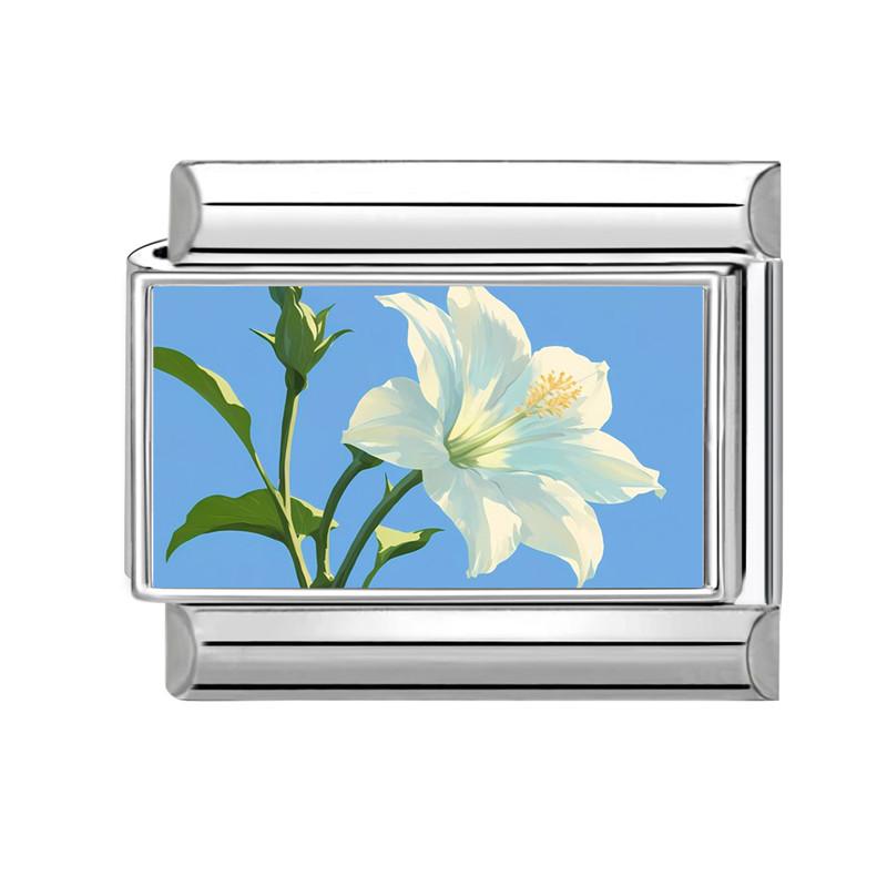 Romantic Flower Purple Flower Hyacinth Italian Charms Fit 9mm Stainless Steel Bracelet DIY Jewelry Gift