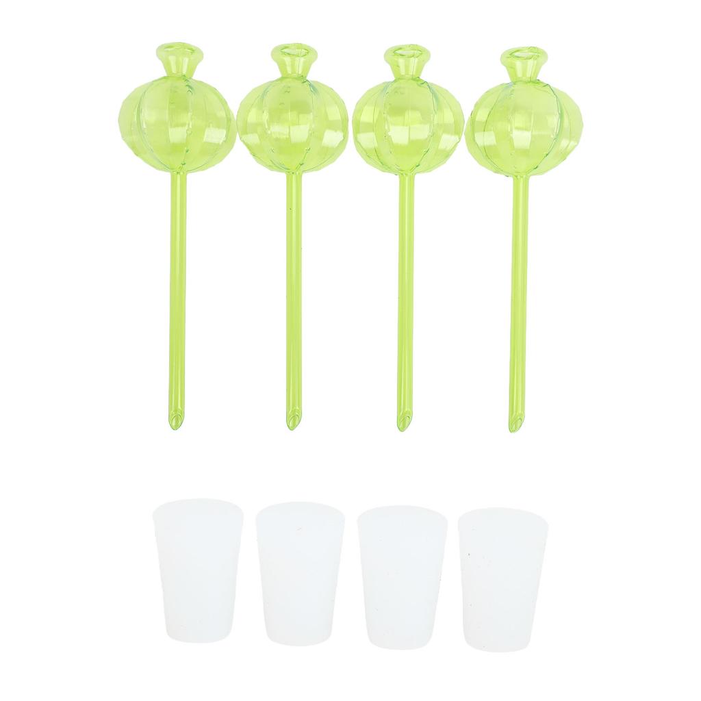 4PCS Self Watering Planter Inserts Transparent Plastic Automatic Plant Watering Globe for Gardening Green