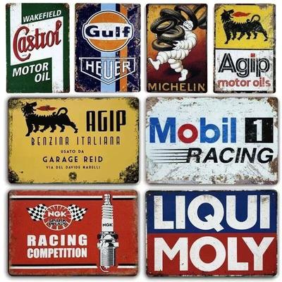 Segno in Latta Vintage Olio per Motori Benzina Auto Shabby Ruggine Poster da Parete Metallo Ferro Pittura Garage Officina Decorazione Targa Lastra di Latta 26T0104 26T0104