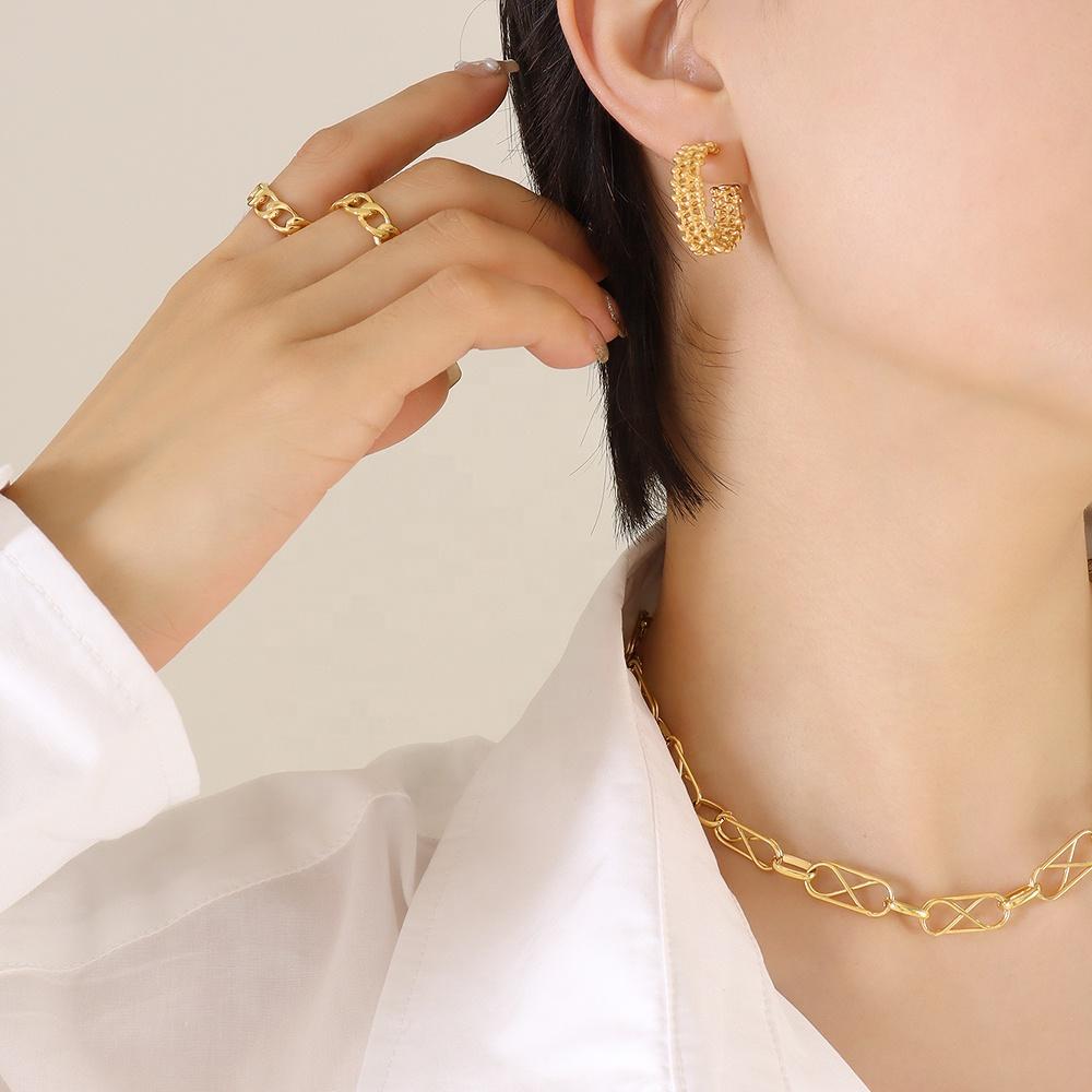 Fashionable Women'S Earrings Stainless Steel Designer Jewelry 18k Gold Plated Hoop Earring