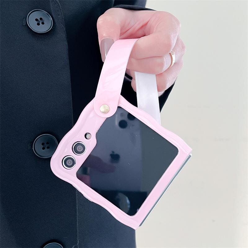 Wave Candy Color Applies To Samsung Zflip5 Mobile Phone Case Zflip3 Folding Screen Zflip5 Anti-drop Protective Case Female