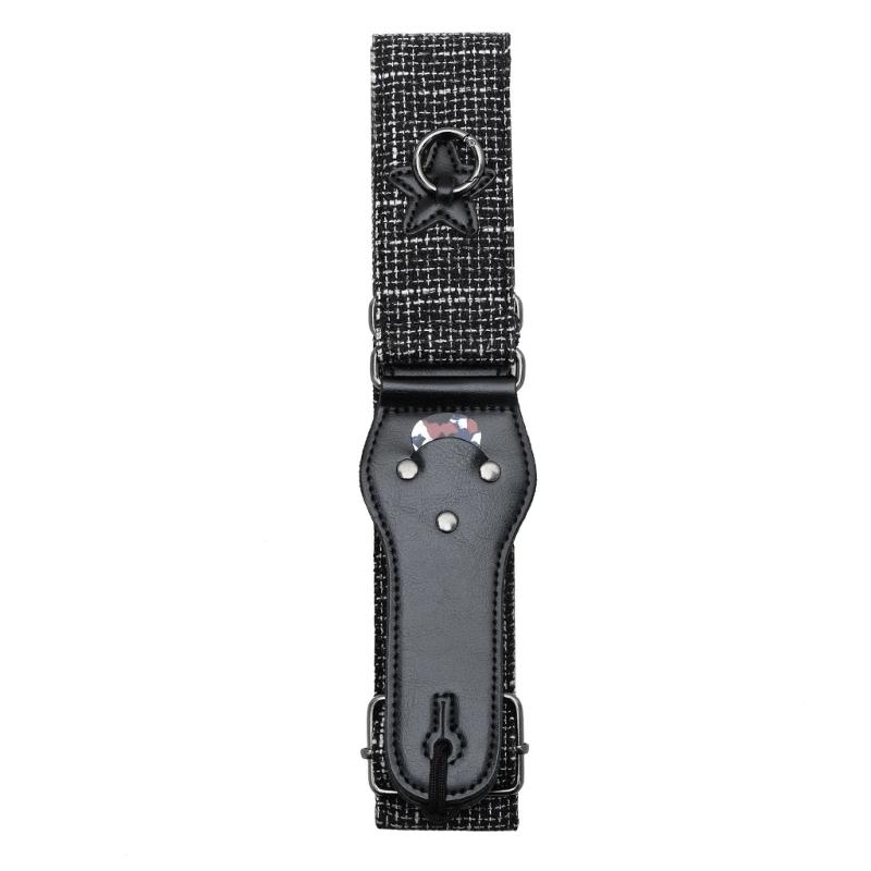 Weaving PU Leather Ends Guitar Strap, Soft Adjustable Comfortable Cotton Acoustic Guitar Strap for Electric Guitar Bass