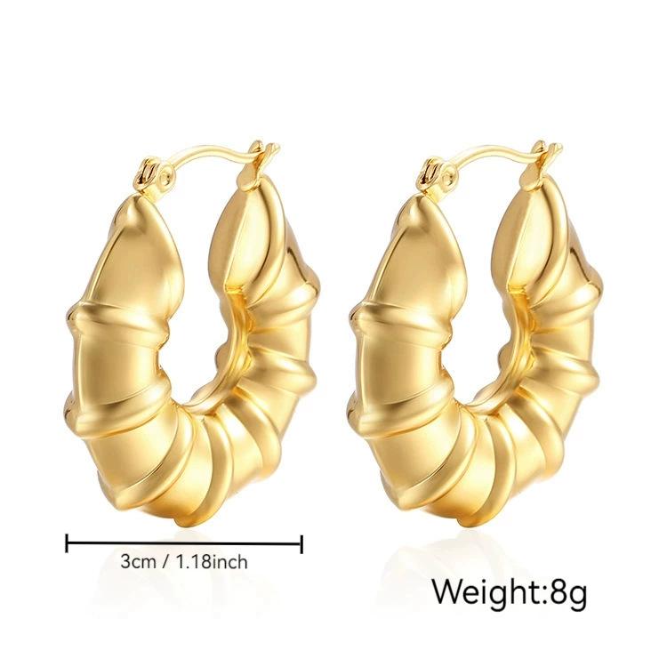 Stainless Steel Chunky Hoop Earrings for Women Teen 18K Gold Plated Hypoallergenic Thick Huggie Hoop Jewelry for Christmas Gifts