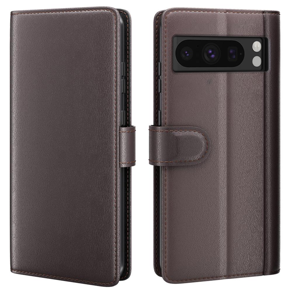 

For Google Pixel 8 Pro Poco X2 Phone Cases Genuine Split Leather Wallet Mobile Cover Stand Brown