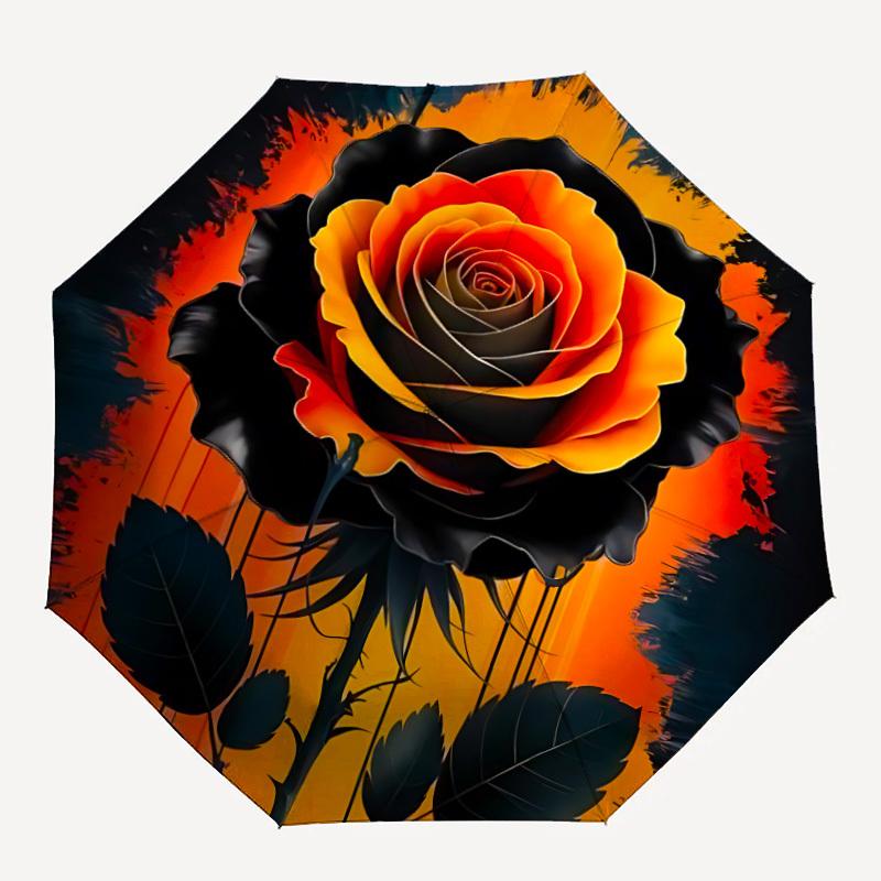 

1pc Rose Bloom Automatic Folding Umbrella Portable Collapsible Umbrella for All Seasons, 8-Rib Durable Construction, Perfect Gift 041
