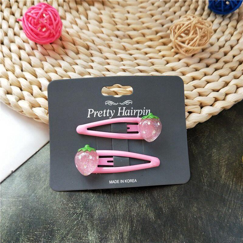 2PCS New Cute Sparkling Strawberry Kids Hairpins Children Headwear Baby Hair Clips Headdress Girls Hair Accessories