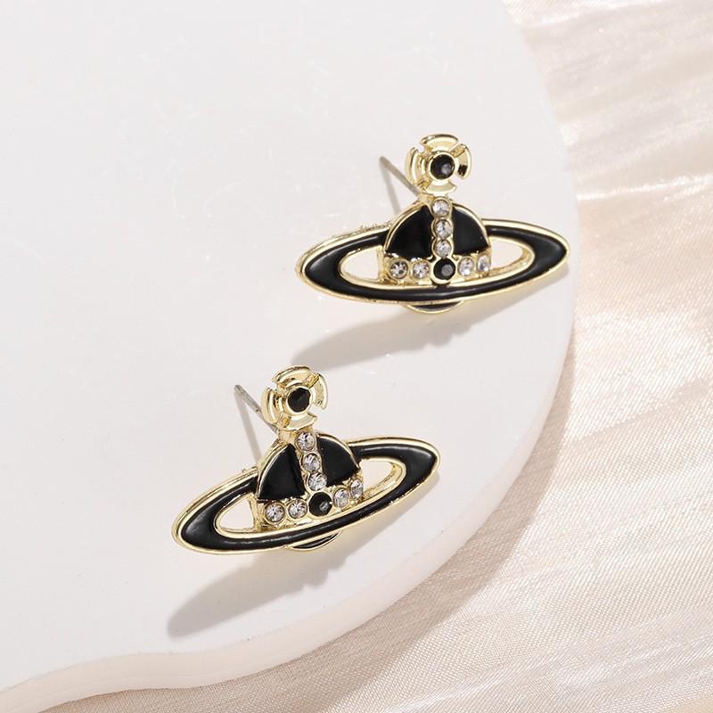 Boucles d'oreilles en émail Perle Saturne Impératrice Cixi - Puces uniques haut de gamme pour femmes