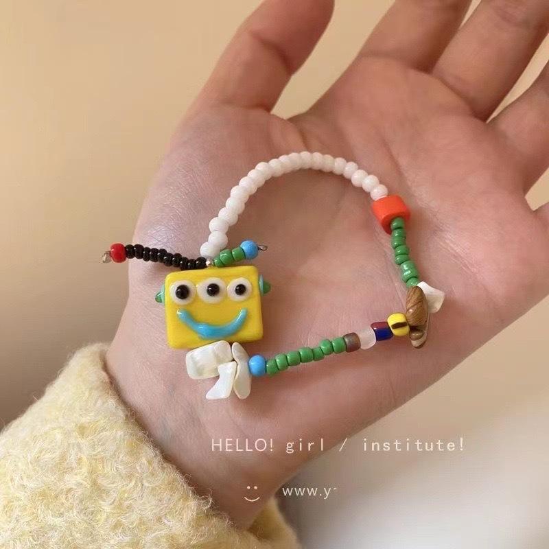 Summer Cute Cartoon Robot Colored Beaded Bracelet