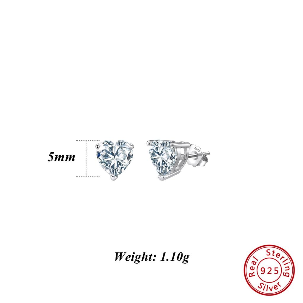 ORSA JEWELS Shiny and Romantic 925 Silver Stud Earrings with a Heart Zirconia, the Ultimate Jewelry for Valentine's Day LZE55