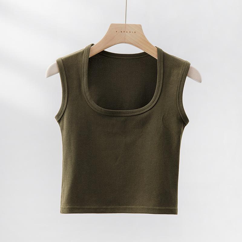 Wide Shoulder Strap White Suspender Vest for Women In Summer Pure Cotton Inner Wear for Secondary Breasts, Large-size Four-season Beautiful Back Top