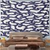 Cute White Whales Pattern On Navy Blue Pattern Wall Hanging Tapestry Decorative Tapestry Home Decor for Bedroom and Living Room