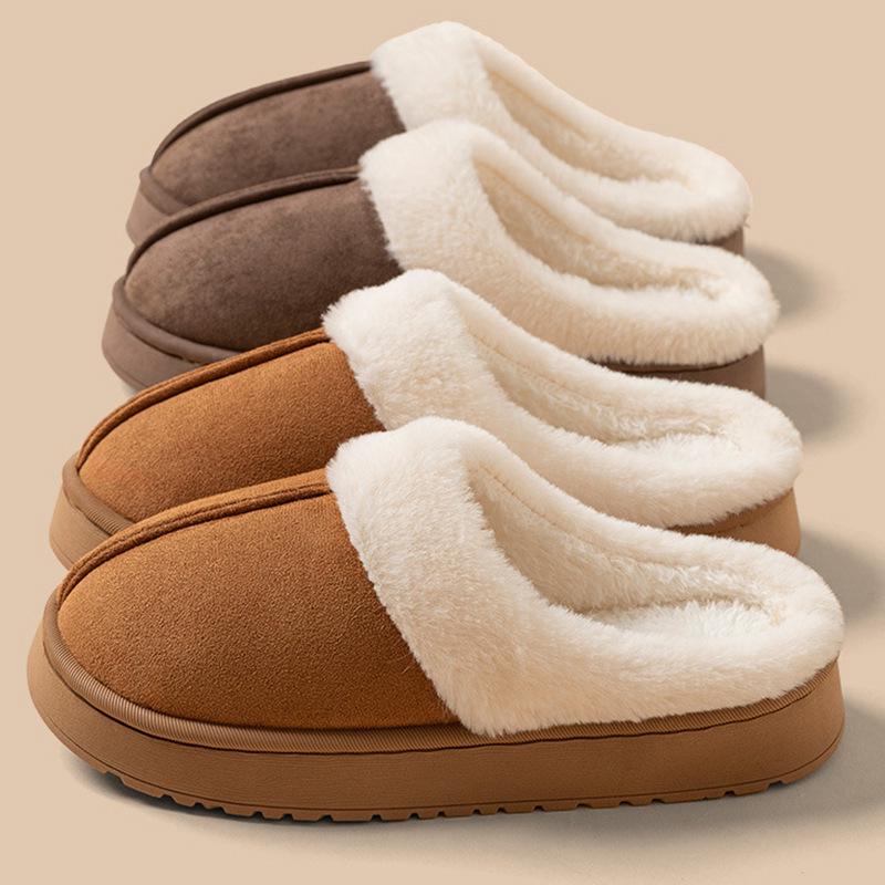 Damen Step-on-Cloud Frosted Plüsch Hausschuhe - Warme Baumwolle für Drinnen/Draußen