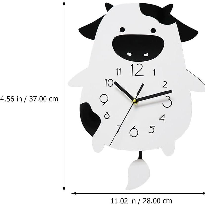 

Мультяшные акриловые настенные часы с маятником в виде коровы - Бесшумный креативный декор