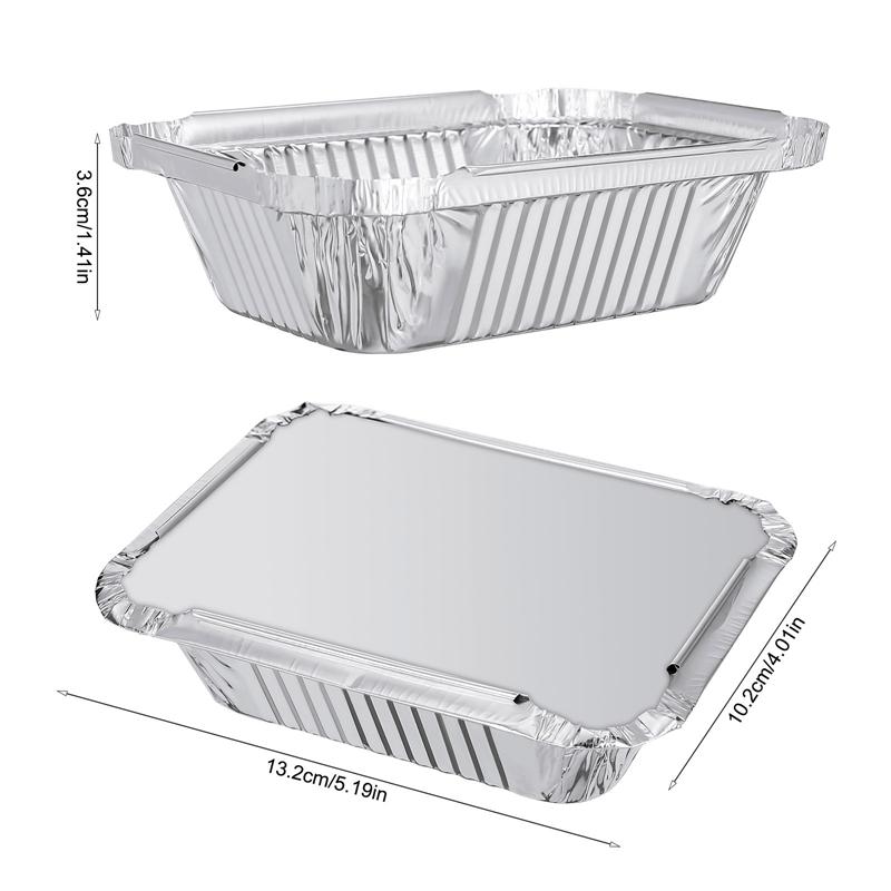 40pcs Aluminum Foil Tray Takeaway Food Packaging Container Aluminum Pan With Lids Disposable Food Storage Containers For Cooking