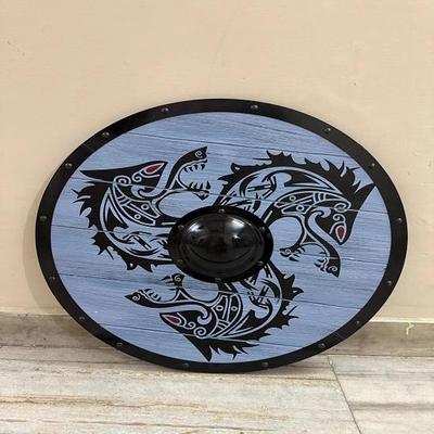 Wooden Viking Shield Decorative Battle Ready Armor, Home Decor