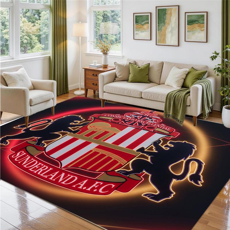 Sunderland Football Design Crystal Velvet Rug Soft Decorative Mat for Bedroom Entrance