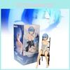 Cute Blue-haired Rem Pvc Figure Sitting On Chair From Rezero Anime Collection