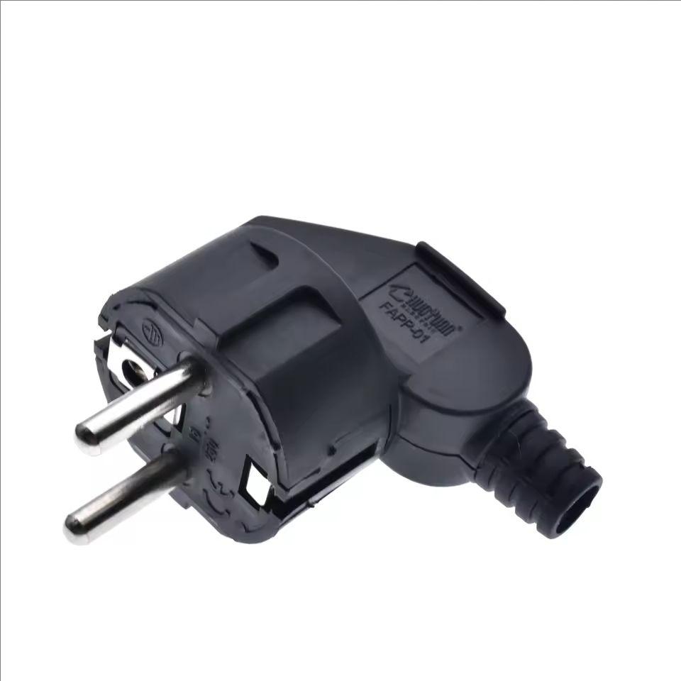 250V 16A Assembly EU Schuko Plug Rewireable Male Connector 4.8mm Pin for Power Cord