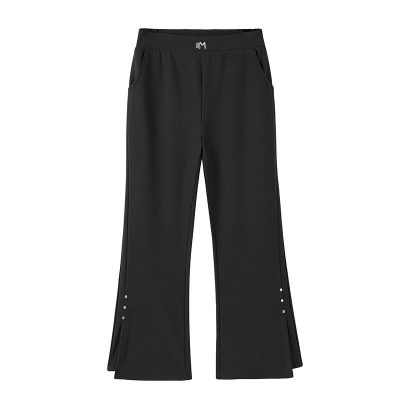 Slightly Flared Casual Pants Plaque-sized Women's Clothing Youthful and Slimming Loose and Tight High-waisted Elastic Long Pants