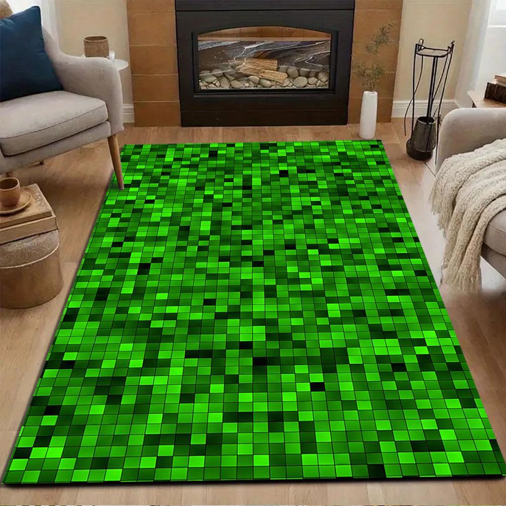 Green Pixelated Pattern Rug Patterned carpet, non slip mat suitable for living room and bedroom sofas