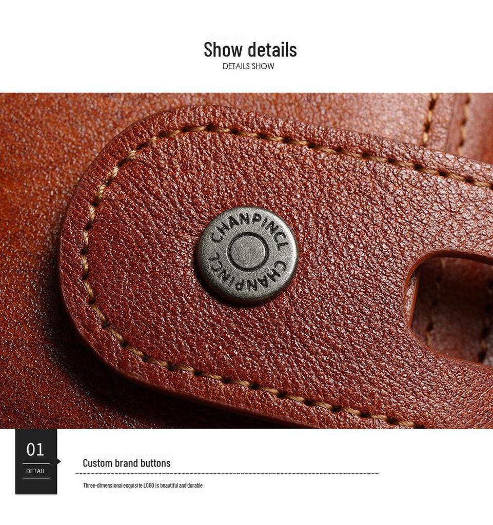 Men's Leather Wallet with Buckle and Zipper - Multifunctional, Coin Pocket Included