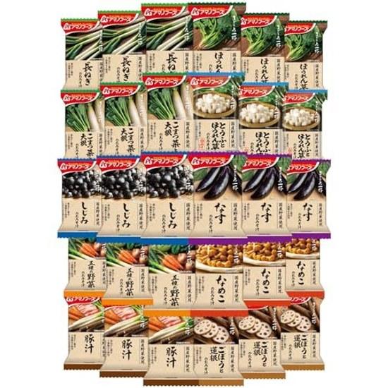 Amano Foods Freeze-Dried Miso Soup Magokoro Ippai 10 Types 30 Servings Assortment Set Room Temperature Storage Domestic Vegetables Instant Stockpiling