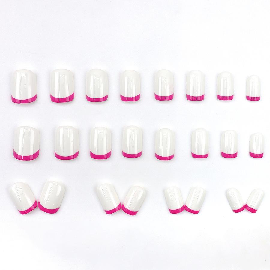 24 Pieces Simple White Rose Red French Manicure, Sweetheart Spice Girl Style Fashion Niche Wear Nail