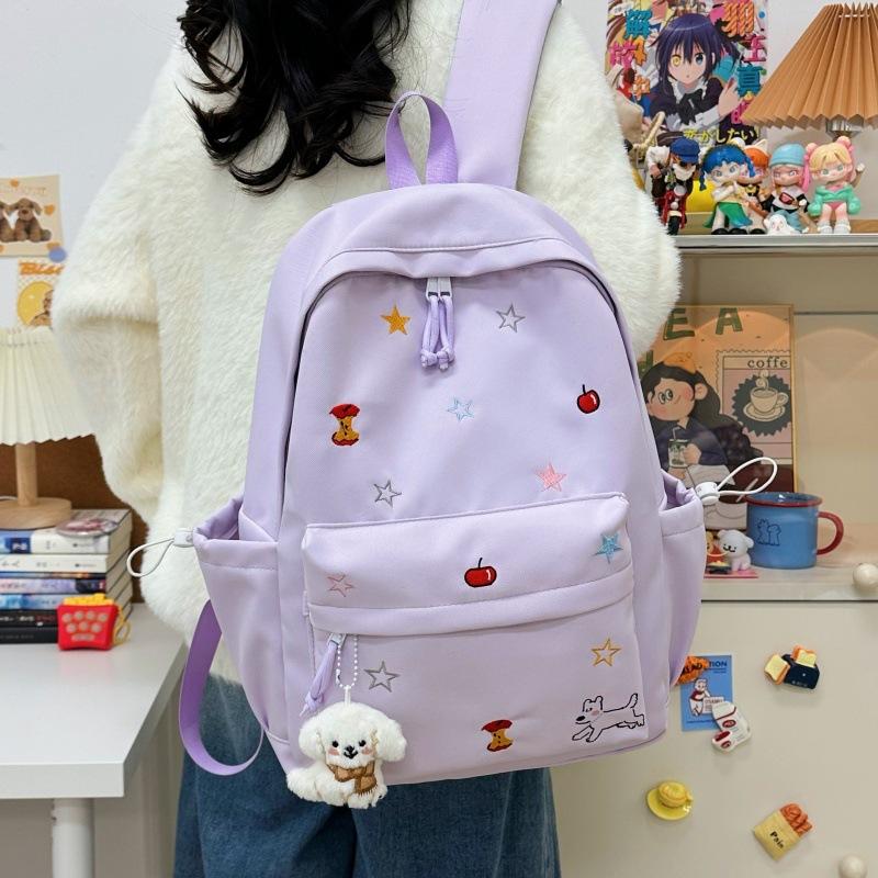 Schoolbag New Primary School Bag Female Dopamine Embroidery Large Capacity Junior High School Backpack Ins Niche Lightweight Backpack