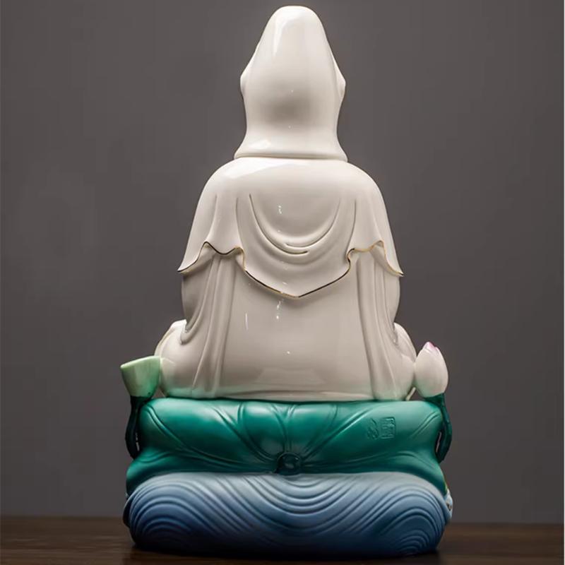 1PCS18x17x25cm Ceramic Guanyin Bodhisattva Buddha Statue Shakyamuni Bodhisattva Ksitigarbha King Worship Ornament
