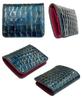 HARUBE Kyoto Naniwaya Compact Slim Folding Wallet, Cowhide Leather with Crocodile Embossing and Enamel, Functional, Women's, #86-533 [Enamel