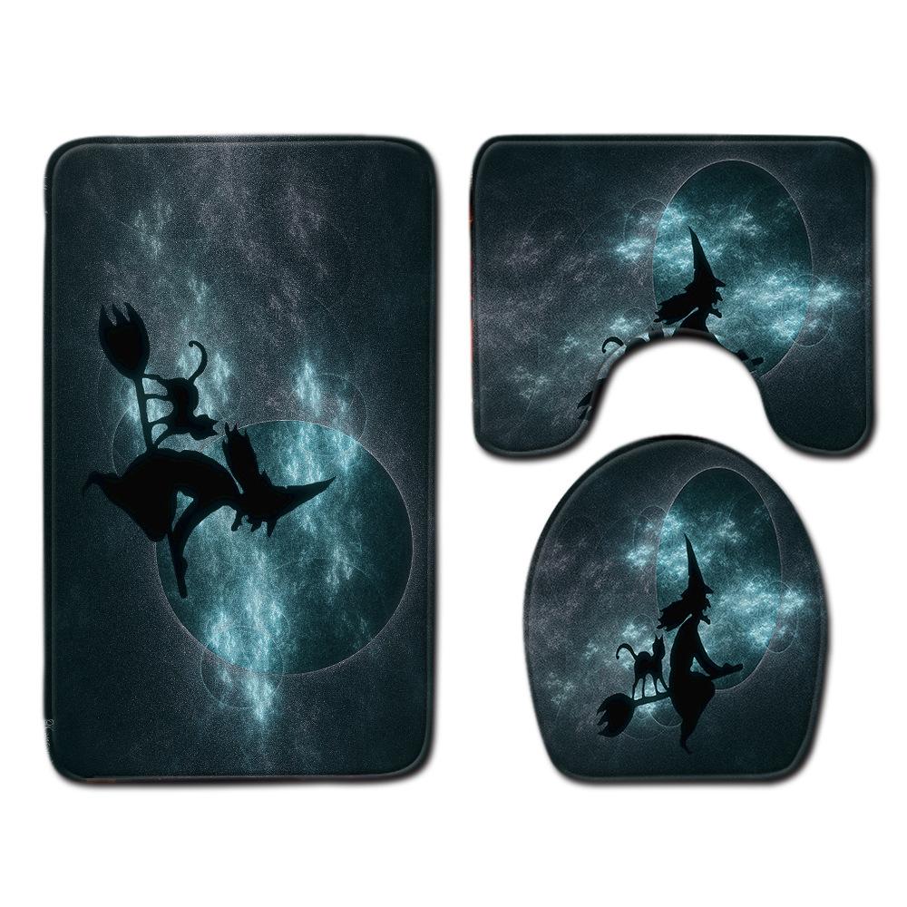 

Long Home Halloween Bathroom Three-Piece Combination Floor Mat Set Kitchen Absorbent Door Mat Bedroom Carpet 45cmx75cm