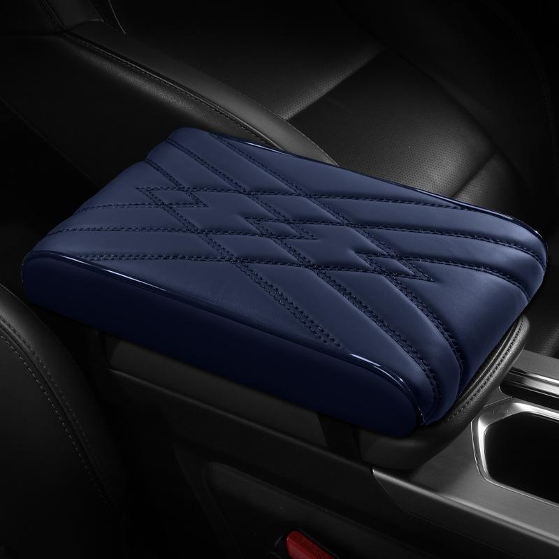 Car Armrest Pad Leather Universal Auto Armrest Cover Wave Embroider Car Armrest Mat Center Console Arm Rest Protection Cushion