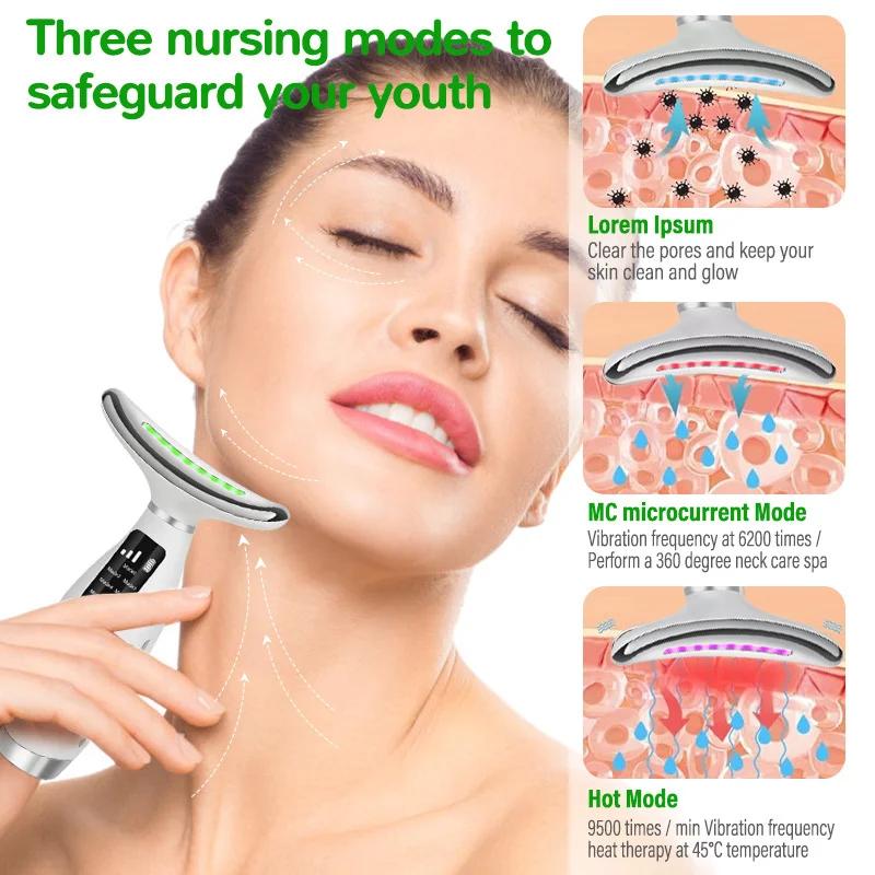 Neck Face Lifter EMS Neck Face Lifting Massager Skin Tighten Device LED Photon Therapy Anti Wrinkle Double Chin Remover 7 Modes